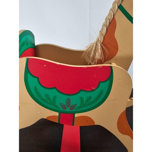 Hallmark Vintage Wooden Rocking Horse Christmas Centerpiece Card Holder 13" - Picture 5 of 13